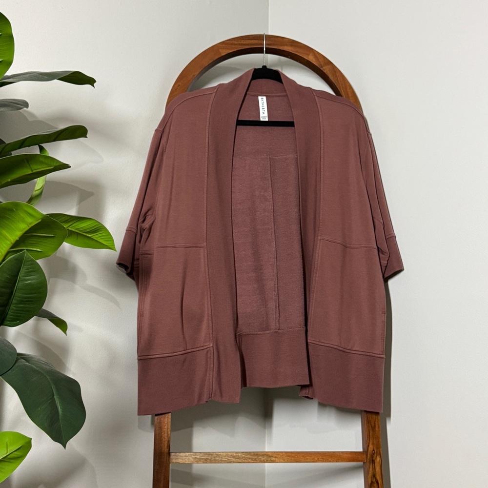 Athleta XXS/XS Oversized Mauve Pink Lotus Open Front Cardigan Wrap Jacket